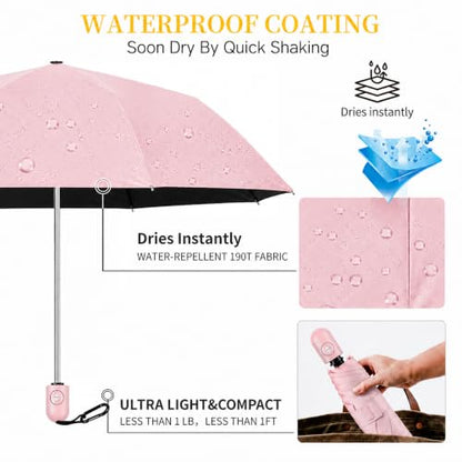 Automatic Umbrella for Rain, Windproof, Portable Travel Umbrella - color: S-Pink