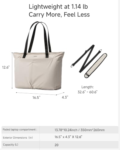 LUGGEX Laptop Tote Bag, 13-15.6 In Work Tote with Laptop Compartment, LTX04 - color: Beige