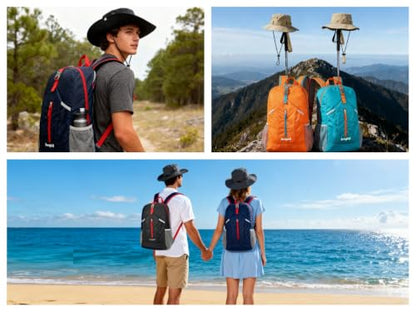 levayhill 25L Lightweight Foldable Backpack & Sun Hats Travel, Lake Blue - color: Lake Blue