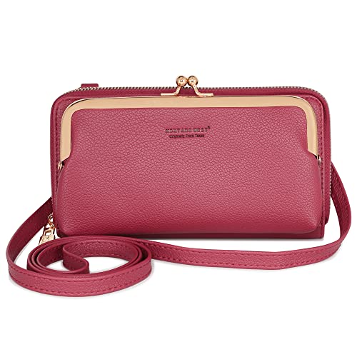 Montana West Crossbody Cell Phone Purse for Women RFID Blocking Cellphone Wallet - color: Wallet Red