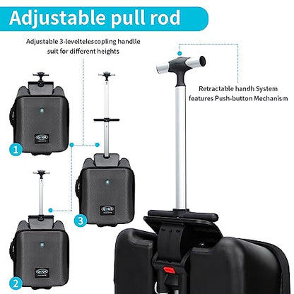 LemoHome Expandable Luggage with Spinner Wheels,Large Suitcases with Child Seat Design,Hard Luggage for Women and Men,20 inch Hardside Carry on Luggage for Travel - color: Black
