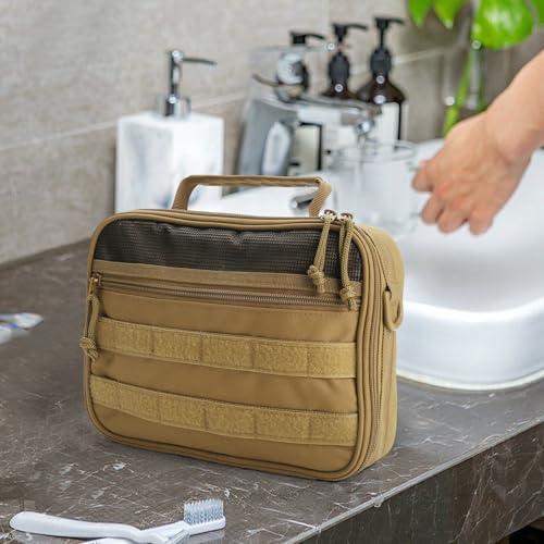 Toiletry Bag for Men,Travel Toiletry Bag Hanging Toiletry Bag Hygiene Bag - color: Khaki