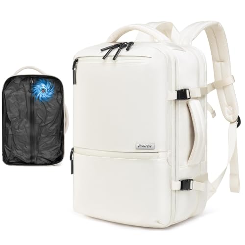 Travel Backpack with Vacuum Compression System 60L, Built-in Pump, Beige - color: Beige