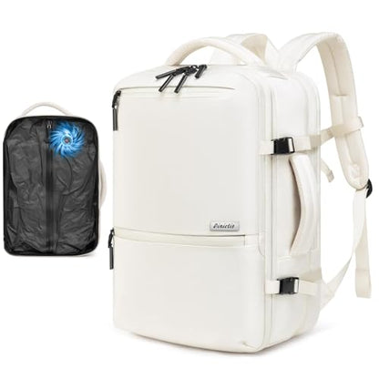 Travel Backpack with Vacuum Compression System 60L, Built-in Pump, Beige - color: Beige