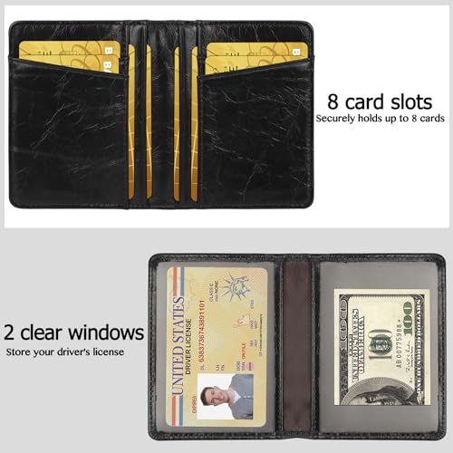 Unaone Slim Minimalist Wallet - Premium Leather Wallets - color: Crackle Black