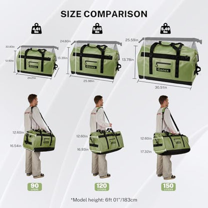 Gonex Waterproof Duffel Bag, 90L Heavy Duty Dry Bag, Reinforced Bottom - color: Army Green, size: 90L