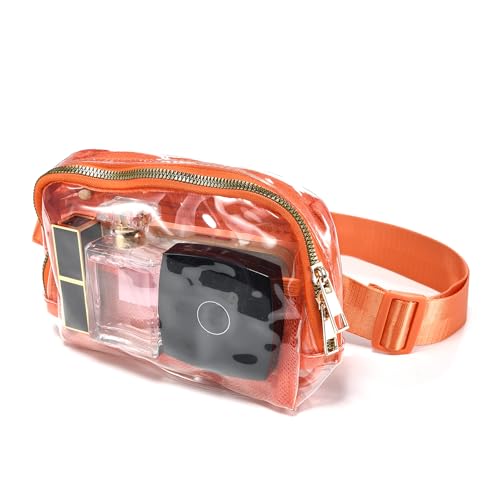PREDAY Clear Fanny Pack Women Small Transparent Stadium Approved Belt Bag - color: Orange
