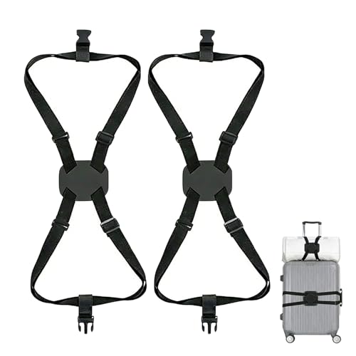 Luggage Straps Bag Bungee,Luggage Straps for Suitcases,Suitcase Straps,Elastic Strap,Ajustable Elastic Bungee Belt 2 Pack,Add a Bag Easy to Travel Suitcase,Travel Suitcase Bag Accessories.(Black) - color: 2Pcs Black