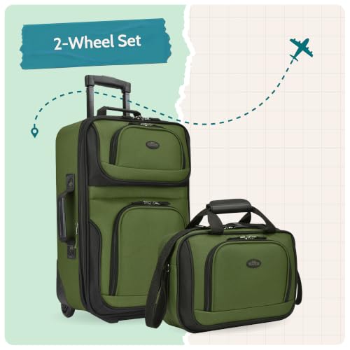 U.S. Traveler Rio Lightweight Softside Rolling Carry-on Suitcase, 2-Wheel Set, Red - color: Red, size: 21"/14"
