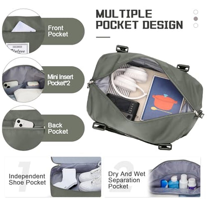 Travel Duffel Bag with Shoes Compartment,Weekender Bags for Women Travel - color: Olive Green, size: Extra Large
