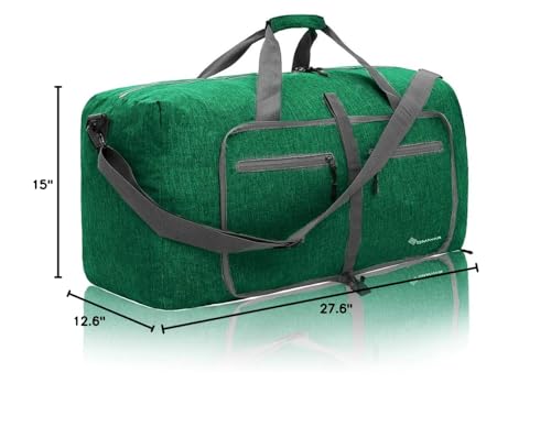 Dimayar 85L Foldable Duffle Bag, Travel & Weekender, Overnight, Gym - color: Forest Green, size: 85L