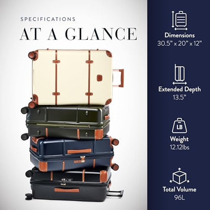 Bric's Bellagio 3.0 Spinner Trunk- Luxury Hardshell Check In Luggage with Large Wheels, Telescopic Handle, Leather Detailing - Expandable Rolling Suitcase - 30", Cream - color: Cream, size: 30" Checked-Large