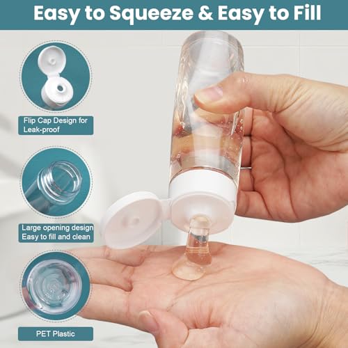 Cosywell Travel Bottles for Toiletries 5 Pack 3.4oz Shampoo Bottles - style: D-3.4oz-Transparent