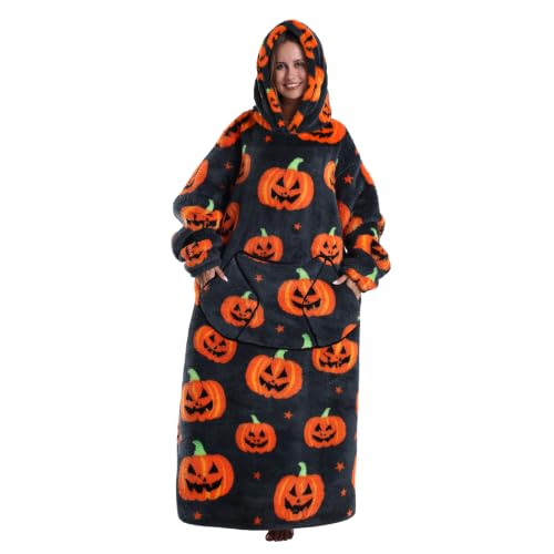 Moinlizy Oversized Wearable Blanket Hoodie for Women Men - color: Grey Pumpkin