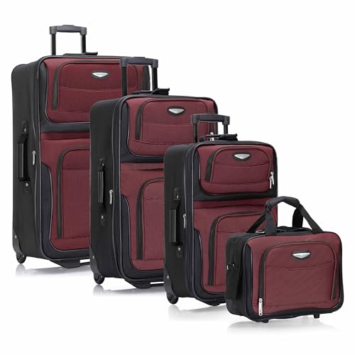 Travel Select Amsterdam Softside Expandable Luggage with Rolling Wheels, Red, 4-Piece Set (15/21/25/29) - color: Red, size: 4-Piece Set (15/21/25/29)