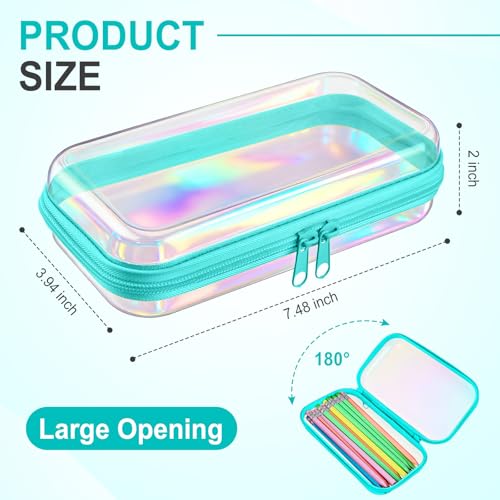 Hoolerry 4 Pcs Hard Clear Zipper Case,Clear,7.5 X 3.9 X 2 In,Blue Laser - color: Blue Laser, size: 7.5 x 3.9 x 2 in