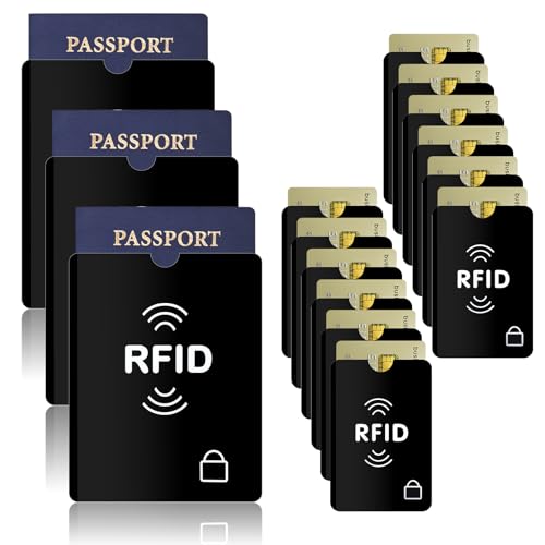 15 PCS RFID Blocking Sleeves 3 Passport Sleeve RFID Sleeves 12 Identity Protection ID Cards Blocking Sleeve Effectively Protect Travel Essentials Fits Wallet Purse From Electronic Theft