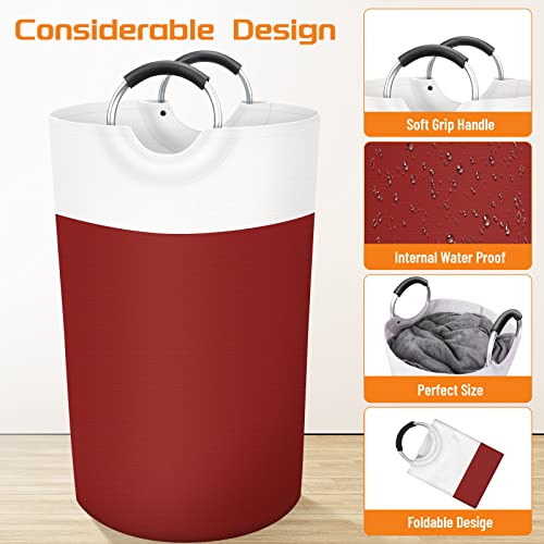 BlissTotes 90L Laundry Basket, Freestanding Collapsible Hamper, Red - color: Red, size: 90L