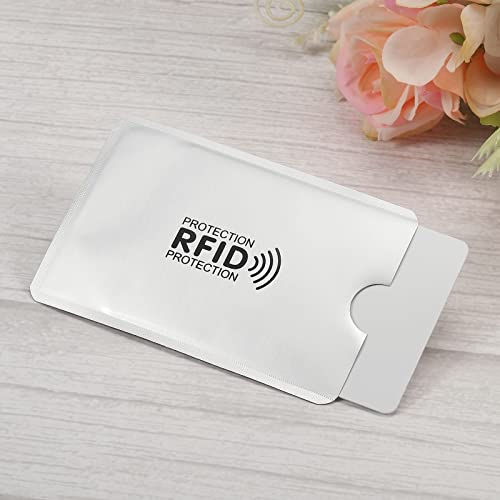 PATIKIL 92 x 62 x 0.3mm RFID Blocking Credit Card Sleeves,10 Pack Contactless Protector Holder for NFC Wallet Purse, Silver Tone - color: Silver Tone