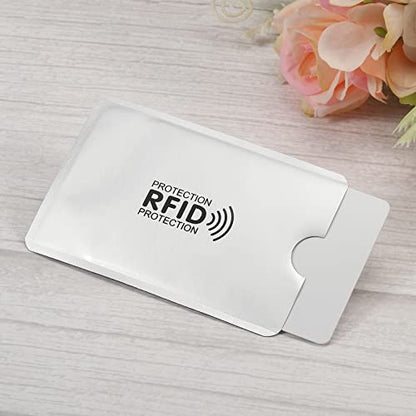 PATIKIL 92 x 62 x 0.3mm RFID Blocking Credit Card Sleeves,10 Pack Contactless Protector Holder for NFC Wallet Purse, Silver Tone - color: Silver Tone
