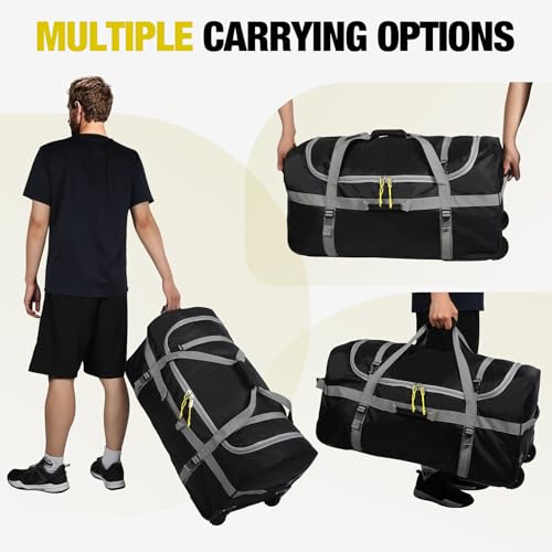 REDCAMP 30" Foldable Rolling Duffle Bag with Wheels for Travel Carry on - color: Black 120L‑2 Wheels
