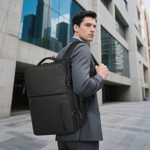 30L Lay Flat Travel Backpack for 16 Inch Laptop Carry On Black - color: Black
