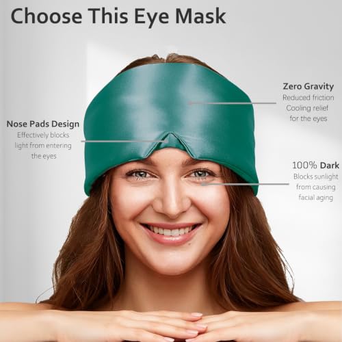 Soft Sleep Mask, Blackout Eye Mask for Side Sleepers for Women Men - color: Green