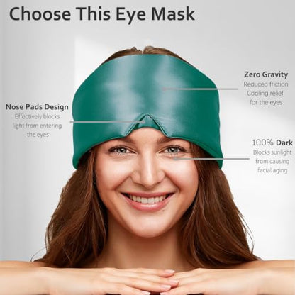 Soft Sleep Mask, Blackout Eye Mask for Side Sleepers for Women Men - color: Green