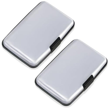 Mayski 2 Pack Credit Card Holder for Women RFID Blocking Wallet, Silver - color: Silver