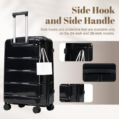 Merax Luggage Set,3 Piece Hardside Suitcase Set,20/24/28inch Luggage - color: 08Black, style: 20/24/28
