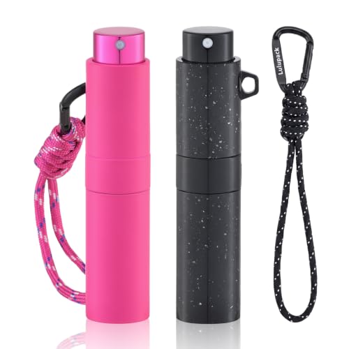 Lulupack Perfume Travel Refillable, 8ml Keychain Cologne Spray Bottle, 2PCS - color: rose red black