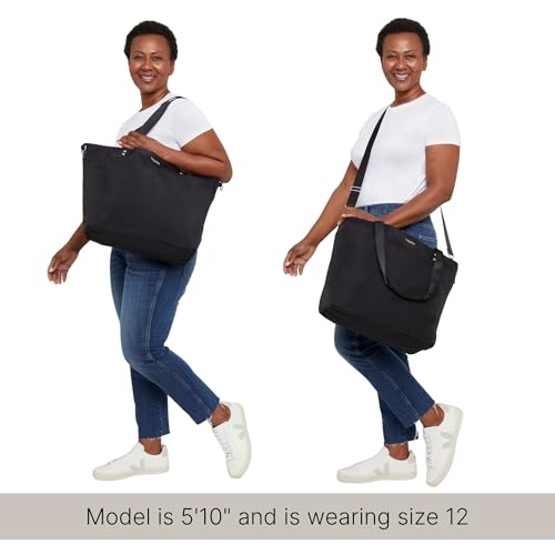Baggallini Carryall Tote - Lightweight Nylon Zipper Top Weekender Travel Beach Bag w/Luggage Sleeve - color: Thyme