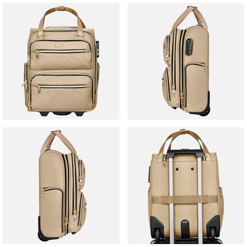 16 Inch Underseat Carry On luggage with wheel,Rolling Small luggage - color: Khaki