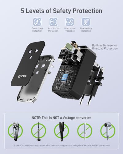 EPICKA Air 65W Universal Travel Adapter PD&QC with 1AC/3USB-C/1USB-A - style: 65W-Black