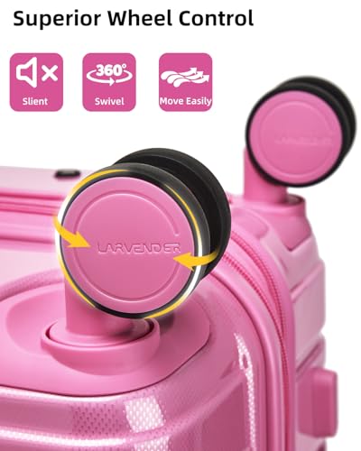 LARVENDER Luggage Sets 6 Piece Expandable Suitcases Set, Glossy Berry - color: Glossy Berry-6PC, size: Family Set