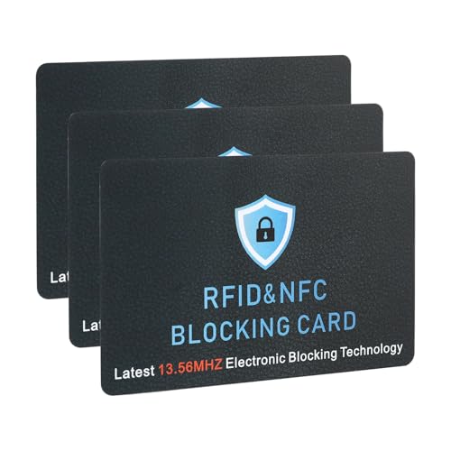 3 Pack RFID Blocking Card, Contactless NFC Debit Credit Card Passport Protector,Entire Wallet Purse Protect - color: 3 Pcs Black