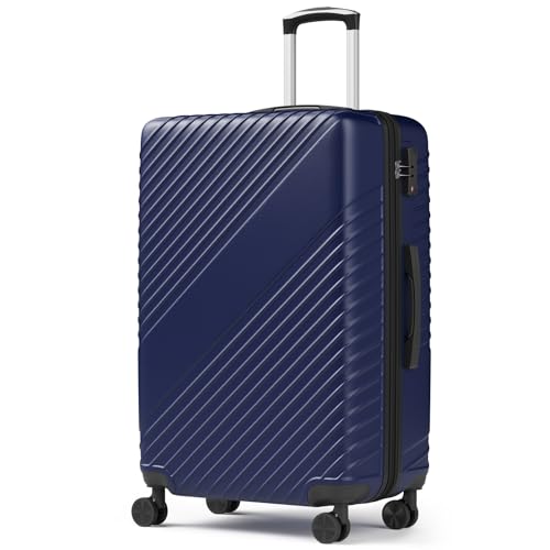 24 Inch Checked Luggage - Expandable Hardside Suitcases with 360° Spinner Wheels, TSA Lock, Airline-Approved Durable ABS Hardshell for Lightweight Travel & Business - color: Blue, size: 24 IN
