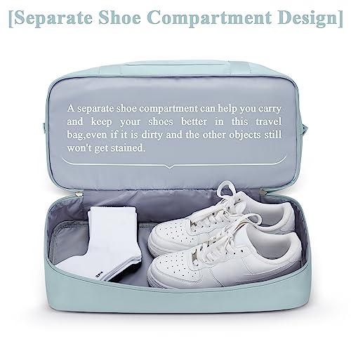 Travel Duffel Bag with Shoes Compartment, Weekender Bags for Women - color: B-Light Blue, size: Large