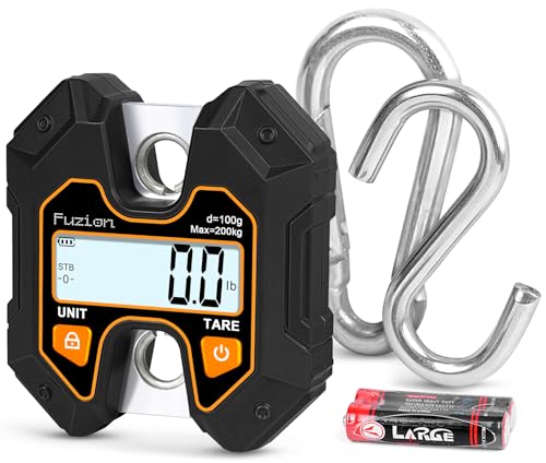 Fuzion Hanging Scale 440lb/200kg, Mini Crane Scale, Snap-Fit Lifting Ring - color: Black