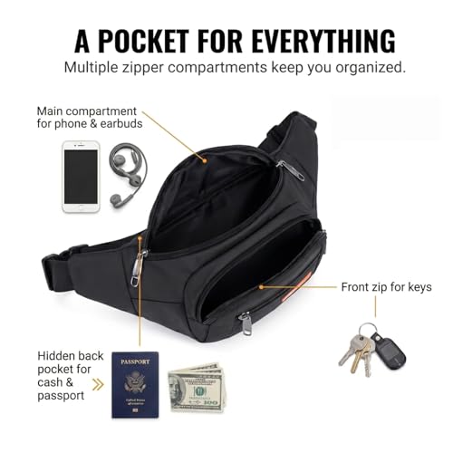 6 Pcs Fanny Packs Bulk for Travel Running Women Men - style: Multi-zipper Style|6pcs