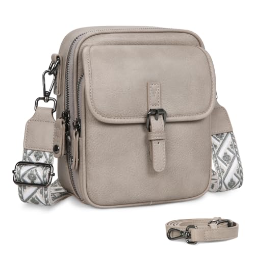 Leather Crossbody Bag for Women Small Anti Theft Messenger Purse - color: Cloud Grey