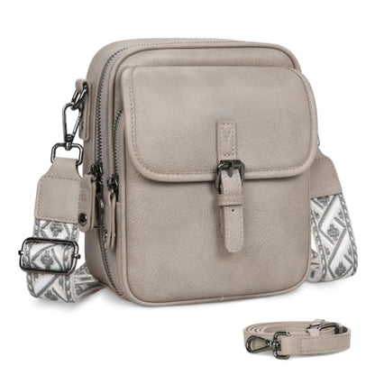Leather Crossbody Bag for Women Small Anti Theft Messenger Purse - color: Cloud Grey