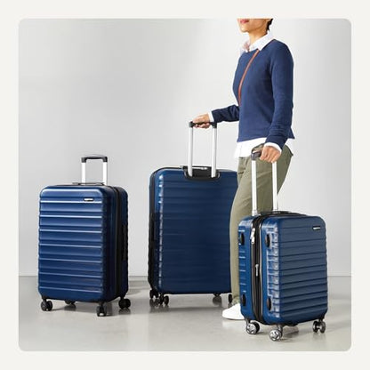 Amazon Basics 3-Piece Hardside Expandable Luggage Set (21" Carry-On, 26", 30"), Spinner Suitcases with Multi-directional Wheels, Scratch-Resistant Surface, Navy Blue - color: Navy Blue, size: 3-Piece Set
