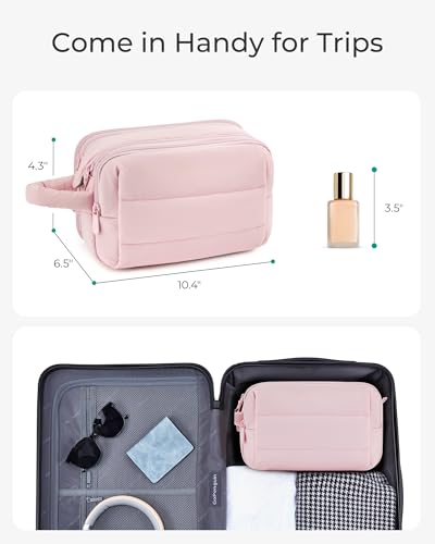 BAGSMART Travel Toiletry Bag for Women, Water-resistant, Warm Beige - color: Warm Beige