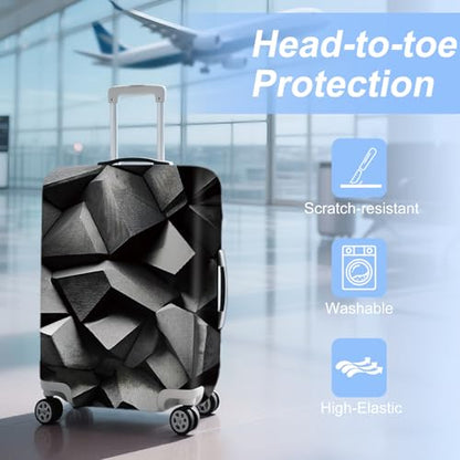 ANNA QUEEN Travel Luggage Cover Suitcase Protector Suitcase Cover Anti-Scratch,Stretchable Bag Cover Washable Durable Polyester - color: Black 3D, size: L(fits 28-30Inch suitcase)