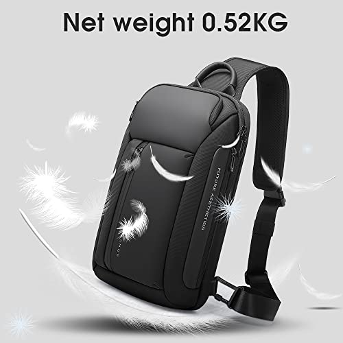 BANGE Men's Crossbody Backpack - Waterproof Shoulder Bag for Travel, Hiking & Daily Commute - color: Black