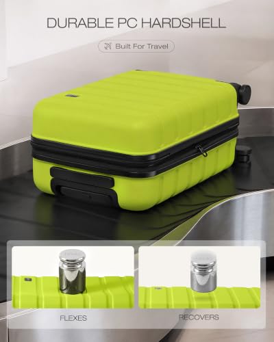 Coolife Luggage Set, 3 Piece Lightweight Durable Hardshell, Lime - color: Lime