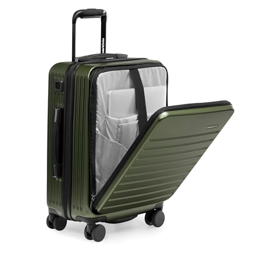 Traveler's Choice Mykel Dual Opening Polycarbonate Hardside Suitcase with Sleeve and Ergonomic Handle - color: Green