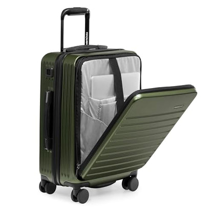 Traveler's Choice Mykel Dual Opening Polycarbonate Hardside Suitcase with Sleeve and Ergonomic Handle - color: Green