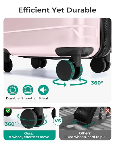 BAGSMART Carry-On Luggage 20" Expandable Spinner 22x14x9,Pink - color: Pink